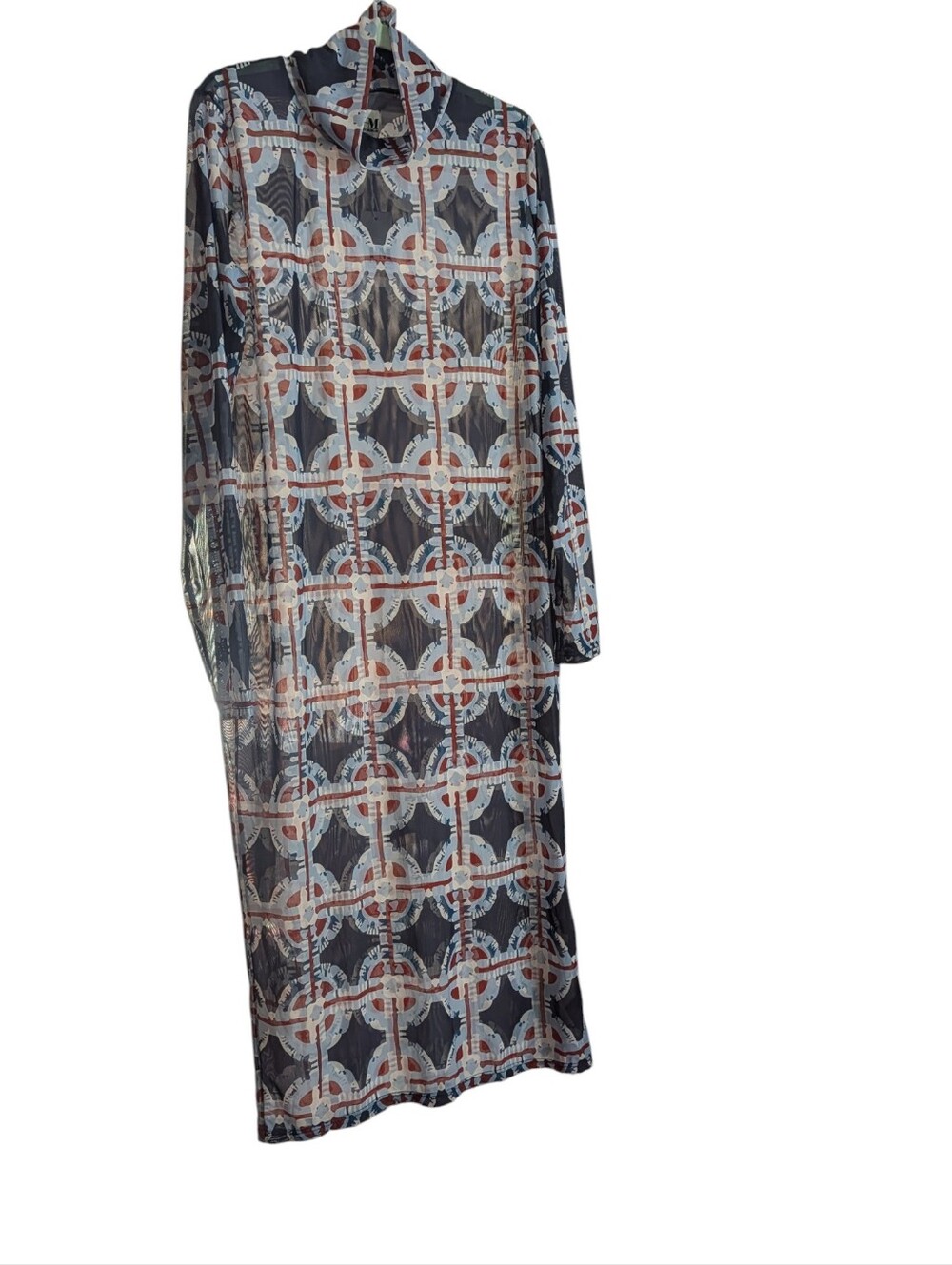 Hilary MacMillan Sheer Mesh Mock Neck Midi Dress Cover-Up | 2X | NWT - Picture 3 of 10